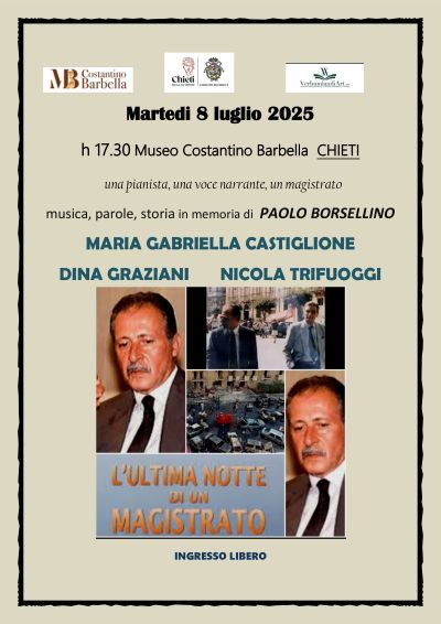 Immagine raffigurante notizia - Domani a Chieti un evento dedicato al Museo Barbella dedicato al giudice Borsellino