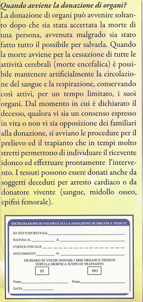 Procedura donazione organi